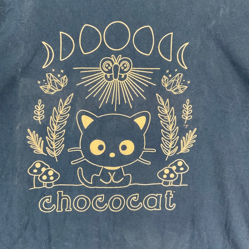 Sanrio Chococat T-Shirt Womens XL Black Gold Celestial Moon Phase Graphic Tee